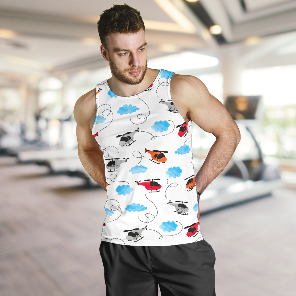 Watercolor helicopter cloud pattern Men Tank Top