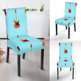 Electric Guitar Pattern Light Blue Background Dining Chair Slipcover