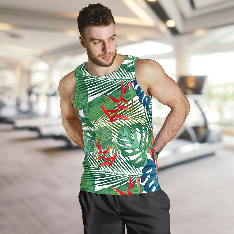 heliconia palm and monstera  leaves pattern Men Tank Top
