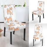 Shiba Inu Dog Pattern Dining Chair Slipcover