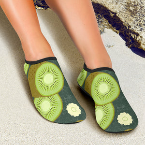 Whole Sliced Kiwi Leave And Flower Aqua Shoes