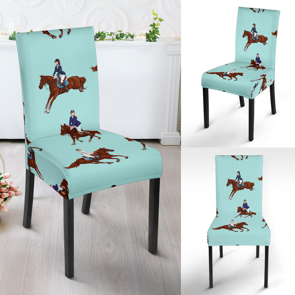 Horses Running Horses Rider Pattern Dining Chair Slipcover