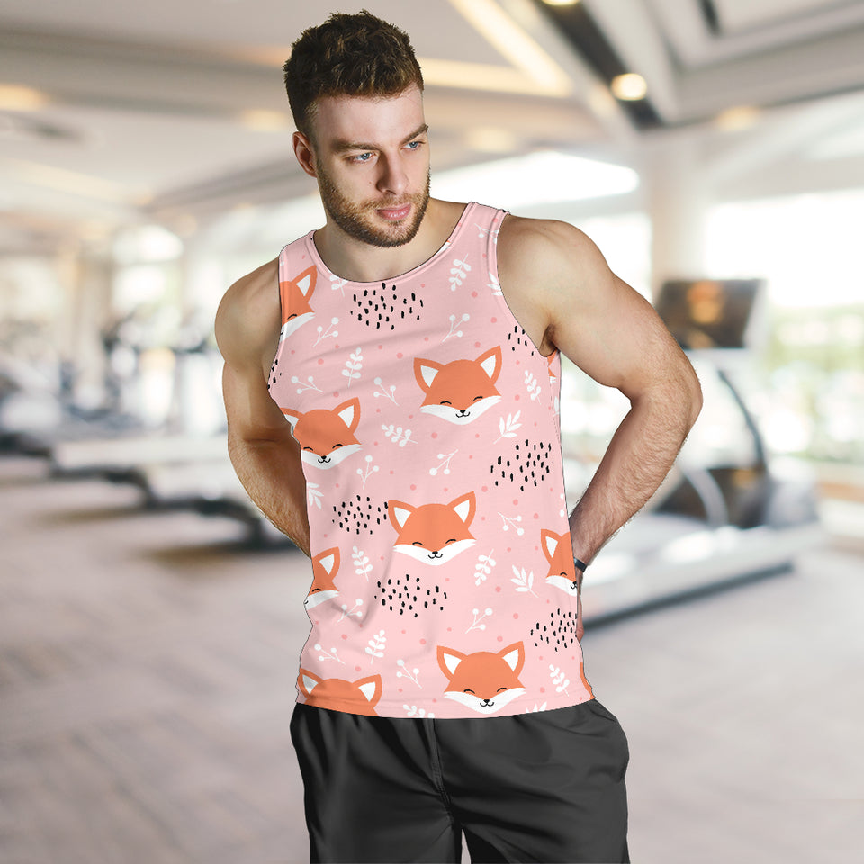 Cute fox pattern pink background Men Tank Top
