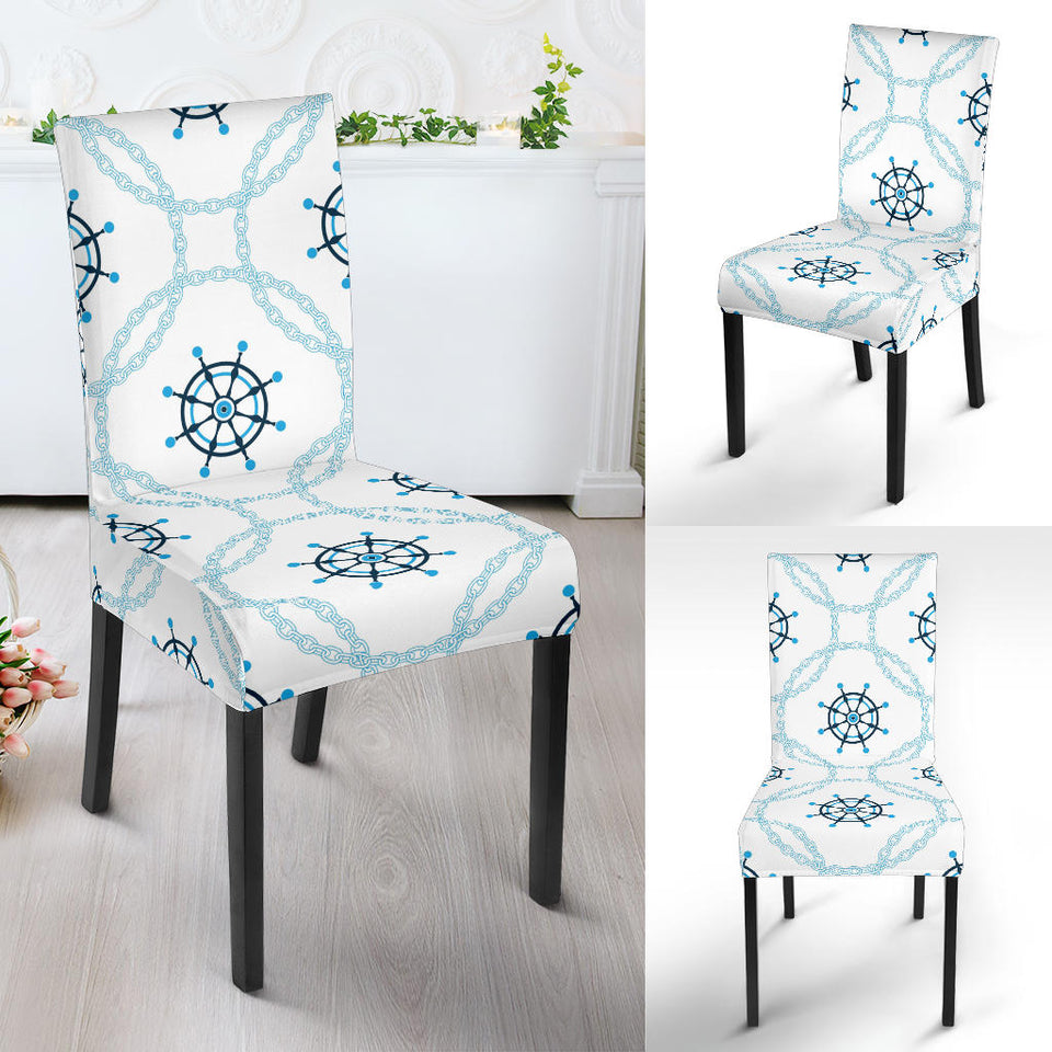 Nautical Steering Wheel Chain Dining Chair Slipcover
