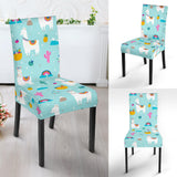 Llama Alpaca Cactus Leaves Pattern Dining Chair Slipcover