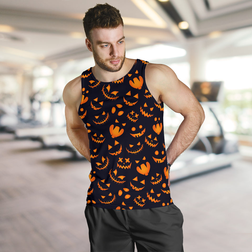 Halloween pattern Pumpkin background Men Tank Top