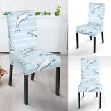 Dolphin Blue Striped Background Dining Chair Slipcover