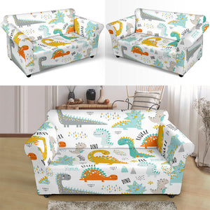 Cute Funny Kids Dinosaurs Pattern Loveseat Couch Slipcover