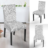 Cartoon Hand Drawn Ice Cream Black White Dining Chair Slipcover