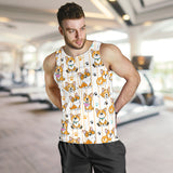 Cute dog corgi striped background pattern Men Tank Top