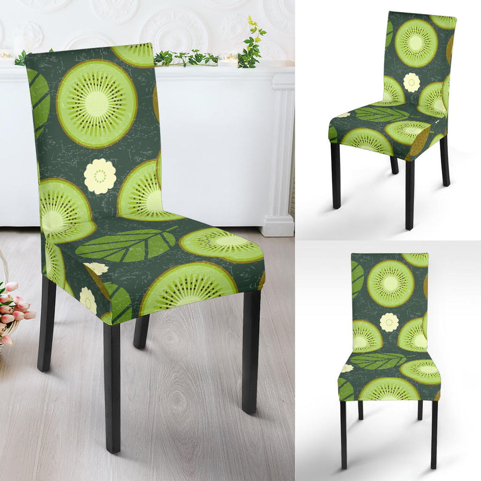 Whole Sliced Kiwi Leave And Flower Dining Chair Slipcover
