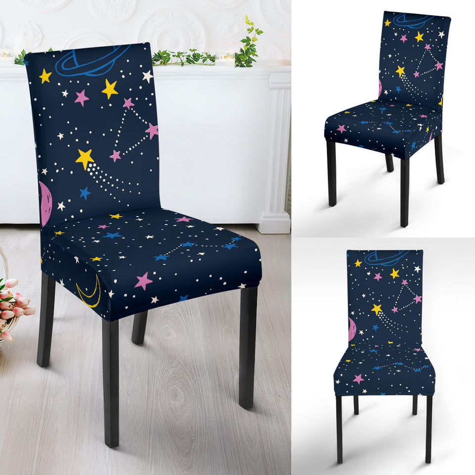 Space Pattern With Planets, Comets, Constellations And Stars Dining Chair Slipcover