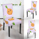 Cute Onions Smiling Faces Purple Background Dining Chair Slipcover