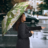 White Orchid Flower Tropical Leaves Pattern Umbrella