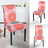 Grapefruit Leaves Flower Pink Background Dining Chair Slipcover