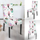 Cute Mermaid Dolphin Fish Starfish Pattern Dining Chair Slipcover
