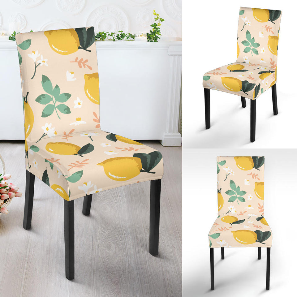Lemon Flower Leave Pattern Dining Chair Slipcover