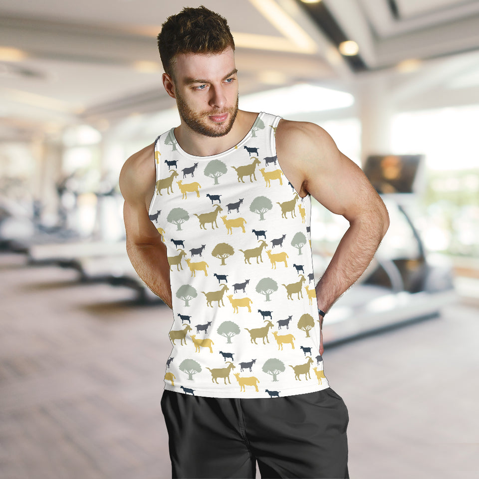 Silhouettes of goat and tree pattern Men Tank Top
