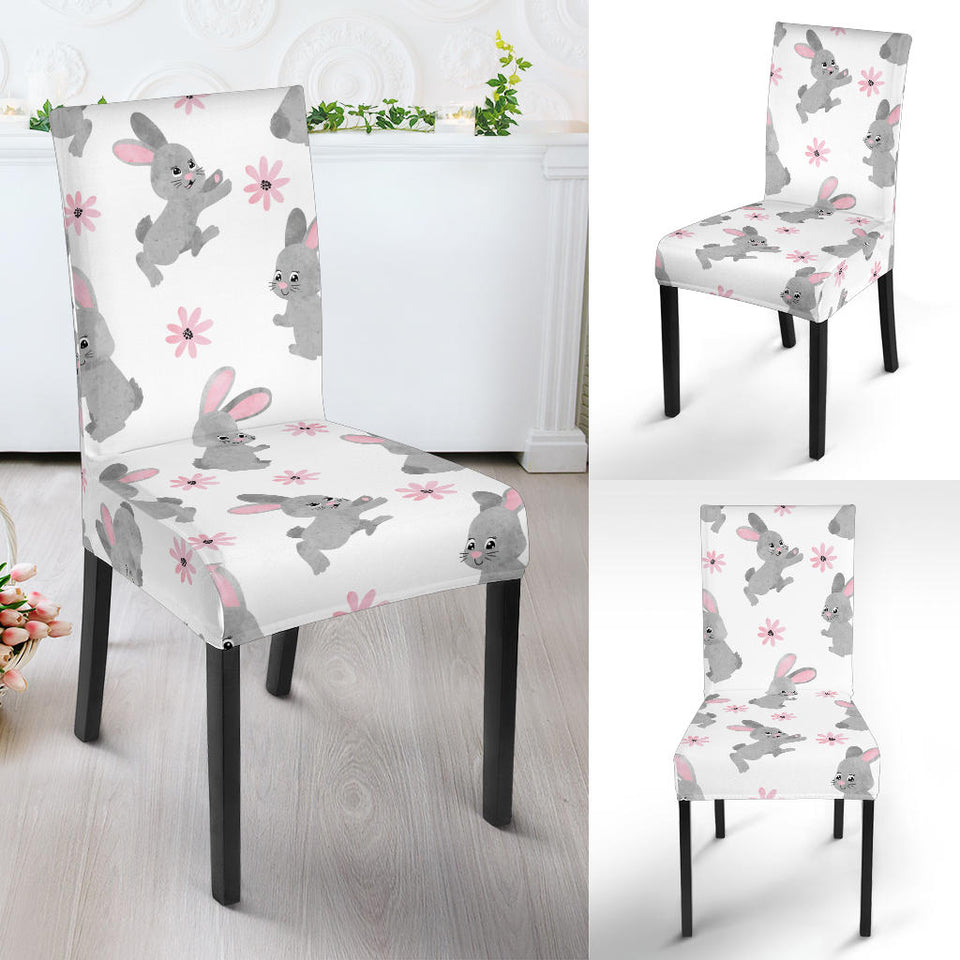 Watercolor Cute Rabbit Pattern Dining Chair Slipcover
