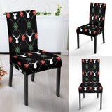 Deer Christmas New Year Pattern Argyle Dining Chair Slipcover
