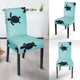 Sea Turtle With Blue Ocean Backgroud Dining Chair Slipcover