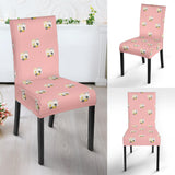 Cute Hamster Cheese Pattern Pink Background Dining Chair Slipcover