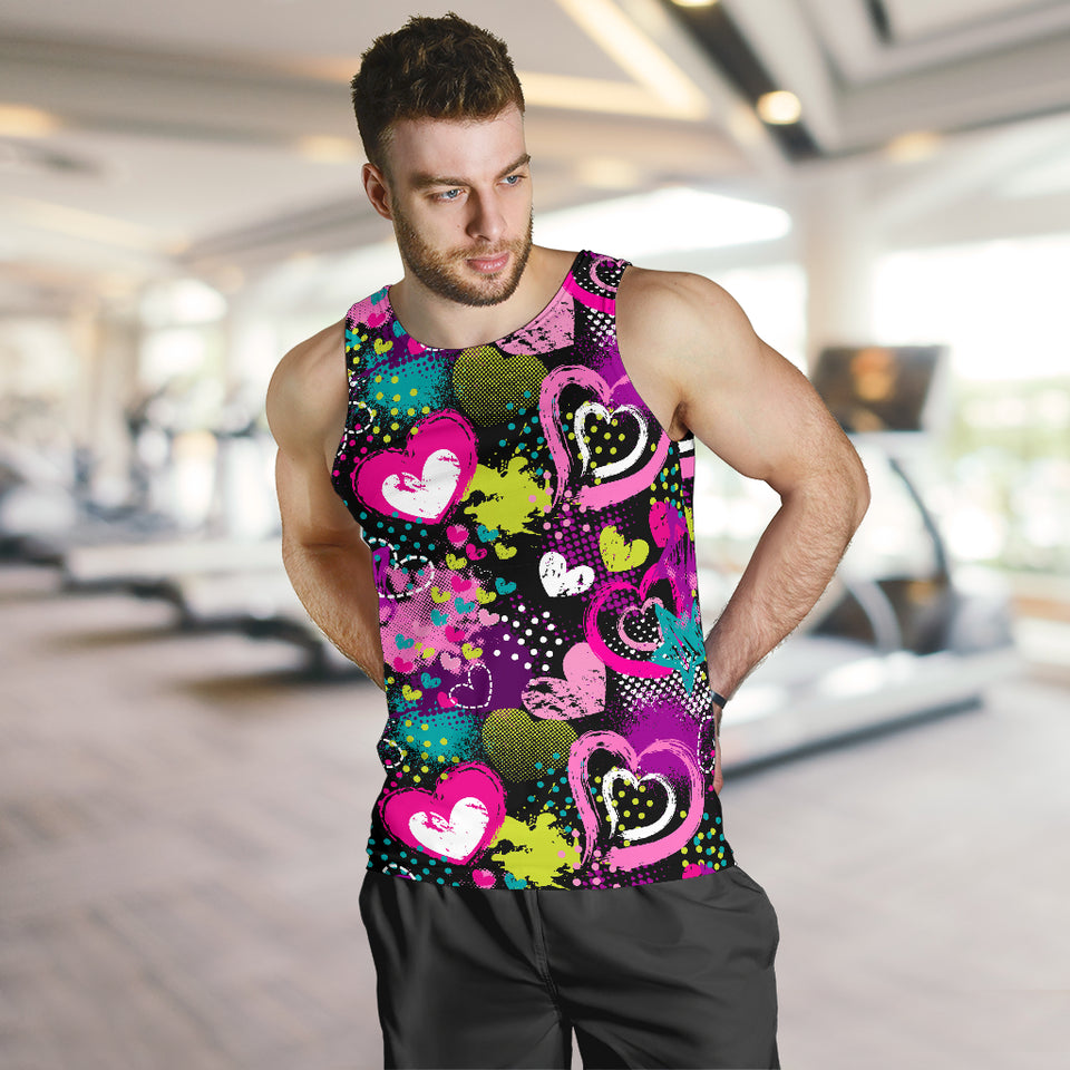 heart dot wave star creative design pattern Men Tank Top