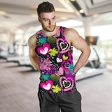 heart dot wave star creative design pattern Men Tank Top