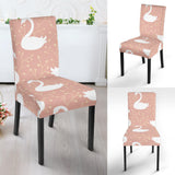 Swan Flower Light Pink Background Dining Chair Slipcover