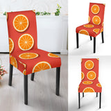 Oranges Pattern Red Background Dining Chair Slipcover