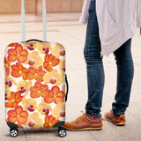 Orange Yellow Orchid Flower Pattern Background Luggage Covers
