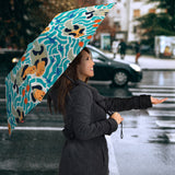 Cute Sea Otters Fishe Sea Urchin Pattern Umbrella