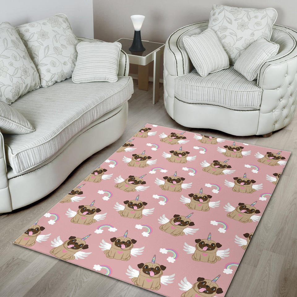 Cute Unicorn Pug Pattern Area Rug