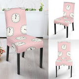 Clock Pattern Pink Blackground Dining Chair Slipcover