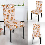 Cute Corgis Pattern Pink Background Dining Chair Slipcover