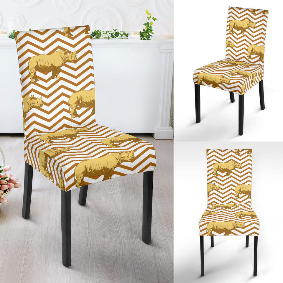 Rhino Yellow Theme Pattern Dining Chair Slipcover