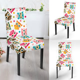 Color Cute Owl Pattern Dining Chair Slipcover