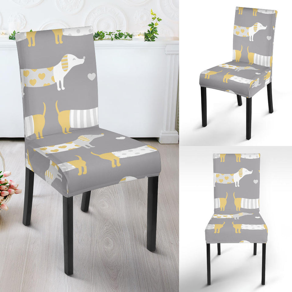 Cute Dachshund Dog Pattern Dining Chair Slipcover
