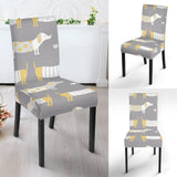 Cute Dachshund Dog Pattern Dining Chair Slipcover