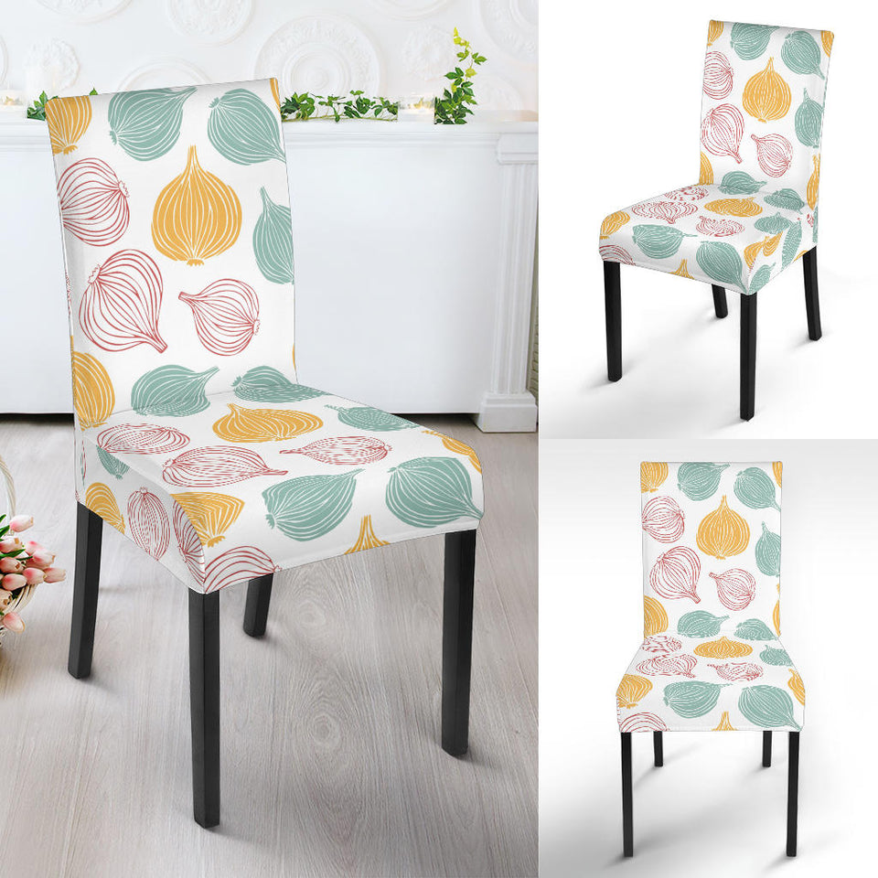 Colorful Onions White Background Dining Chair Slipcover
