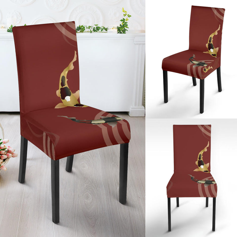 Koi Fish Carp Fish Red Background Dining Chair Slipcover