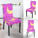 Moon Pink Rose Background Dining Chair Slipcover
