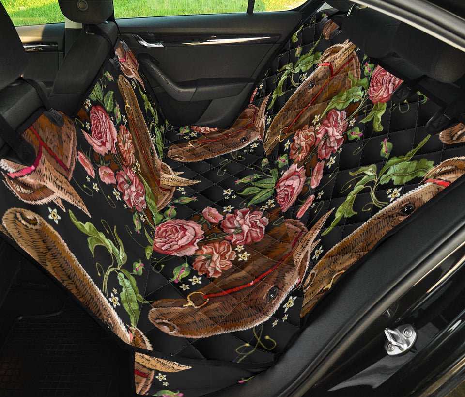 Horse Head Wild Roses Pattern Dog Car Seat Covers
