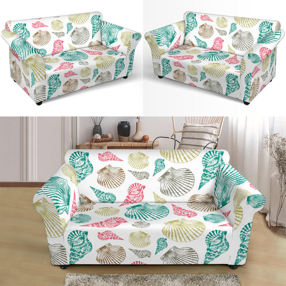 Colorful Shell Pattern Loveseat Couch Slipcover