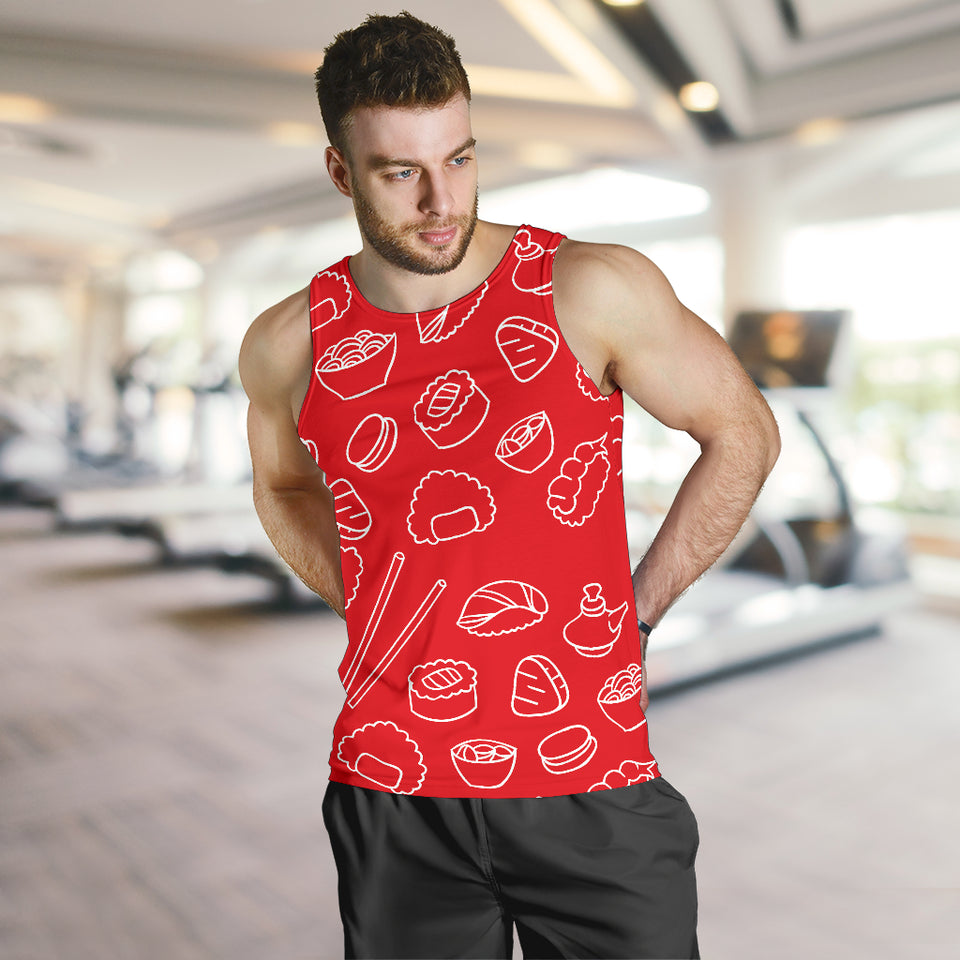 sushi pattern red background Men Tank Top