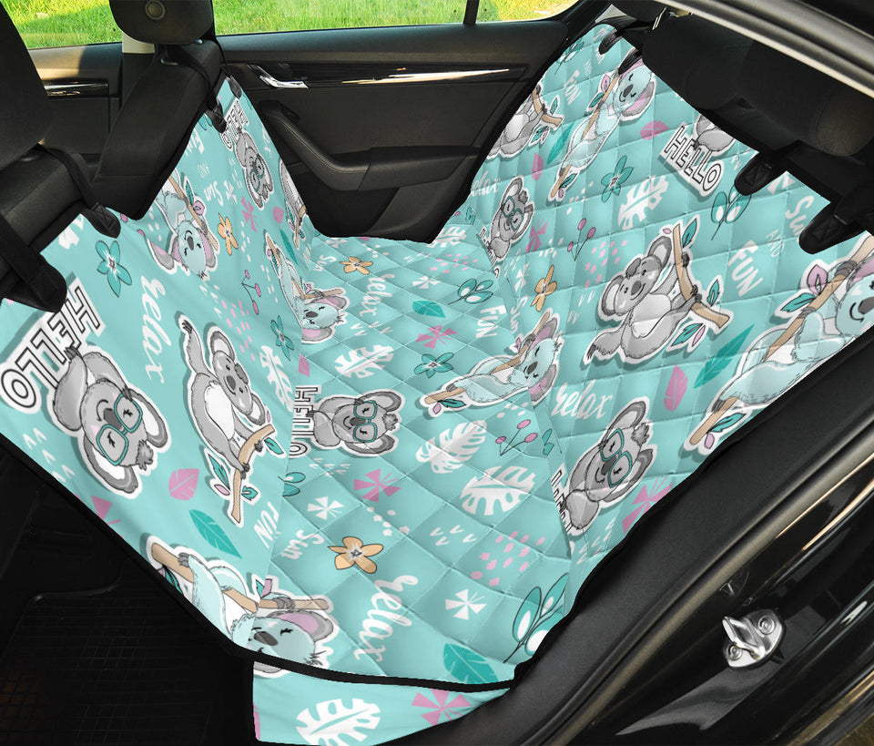 Cute Koalas Blue Background Pattern Dog Car Seat Covers