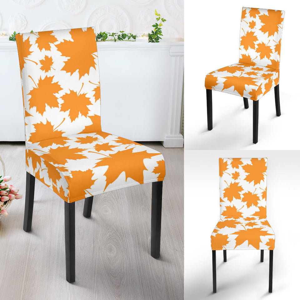 Orange Maple Leaf Pattern Dining Chair Slipcover
