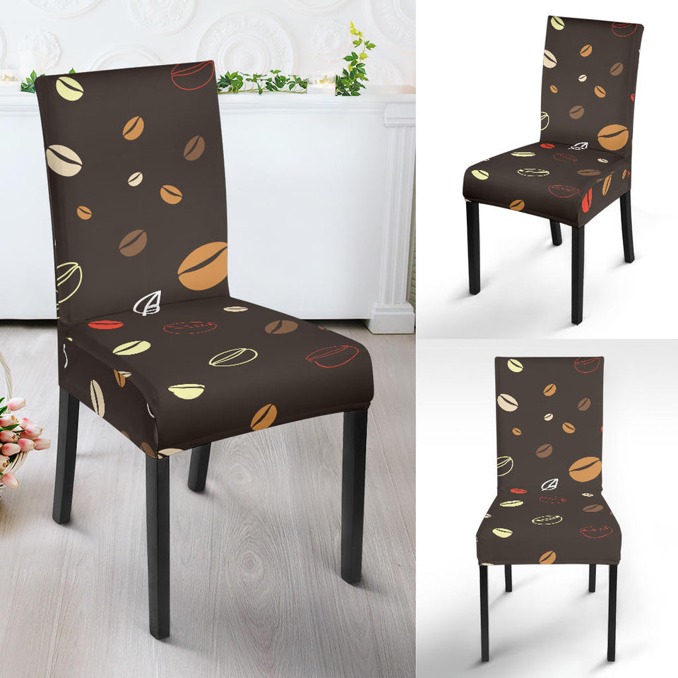 Coffee Bean Leave Pattern Dining Chair Slipcover