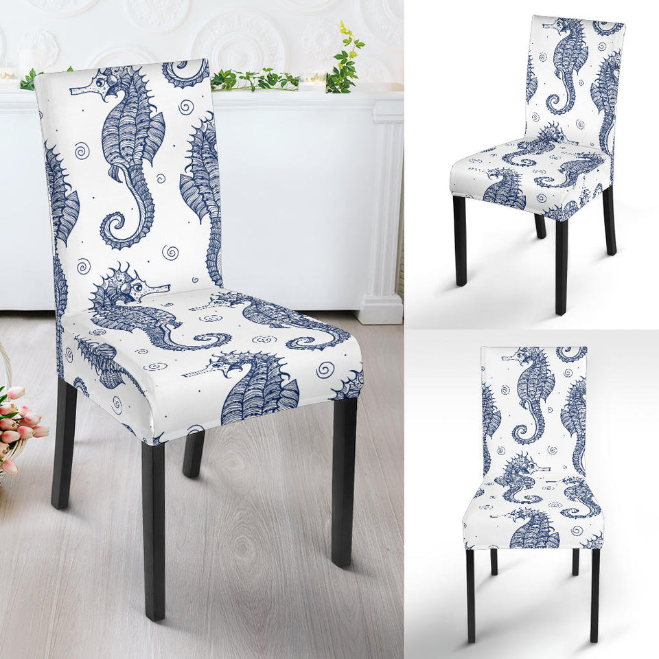 Seahorse Pattern Background Dining Chair Slipcover