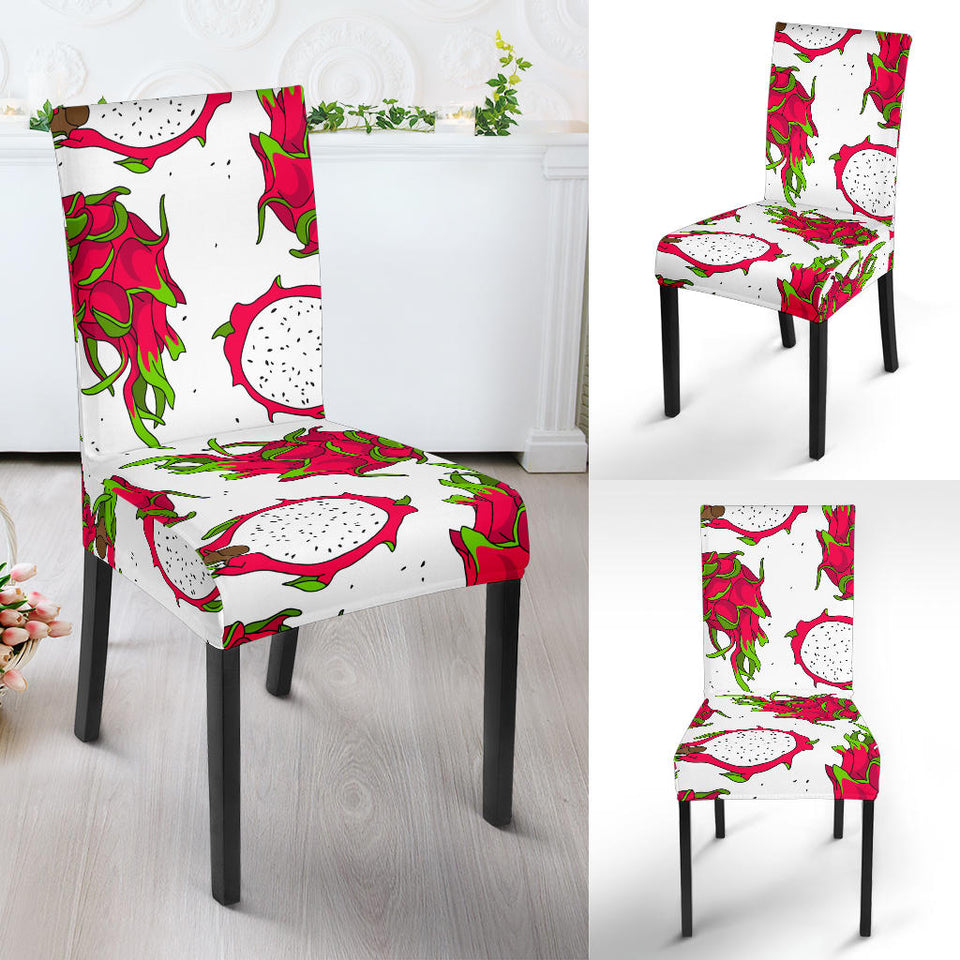 Dragon Fruits White Background Dining Chair Slipcover